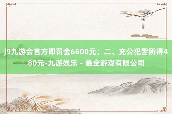 j9九游会官方即罚金6600元；二、充公犯警所得480元-九游娱乐 - 最全游戏有限公司