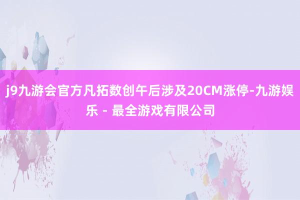 j9九游会官方凡拓数创午后涉及20CM涨停-九游娱乐 - 最全游戏有限公司